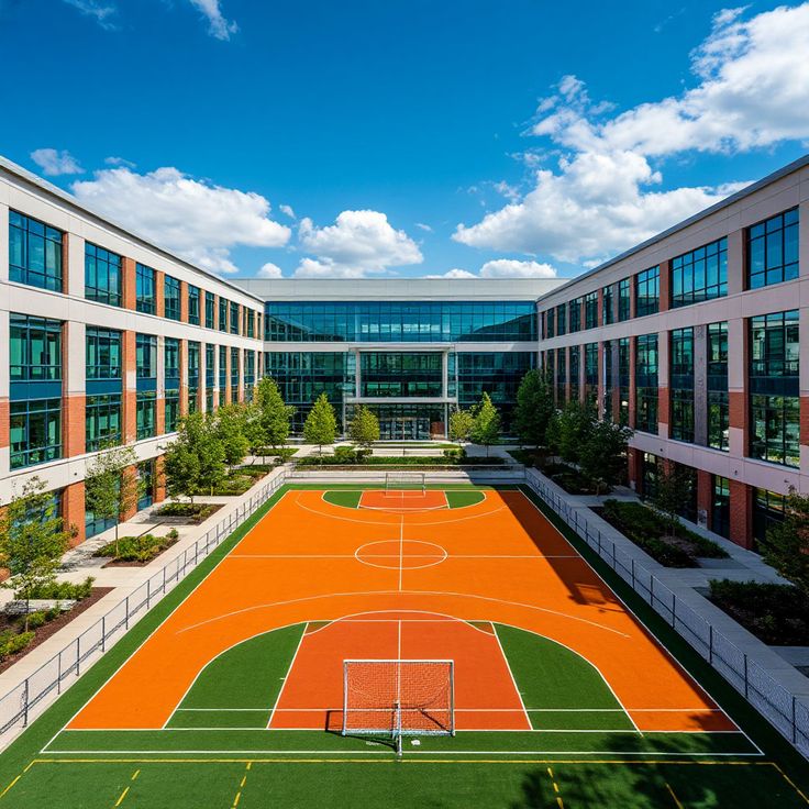 Home школа с баскетбольной площадкой